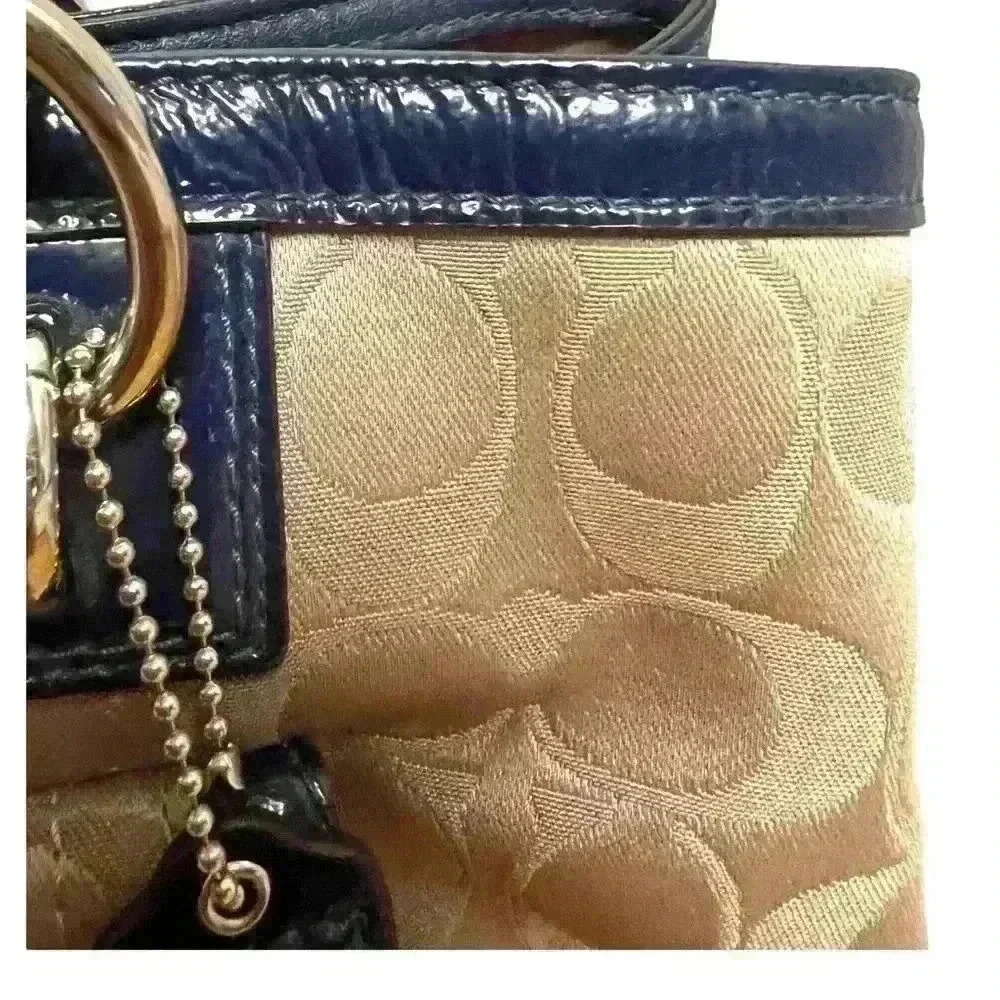 Coach Penelope Khaki with Blue Hand Bag. Pre-Loved. - Picture 5 of 8